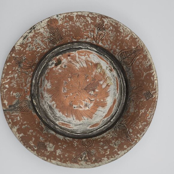 Handcrafted Vintage Copper Decorative Plate With Intricate Engraved Patterns - Picture 11 of 12
